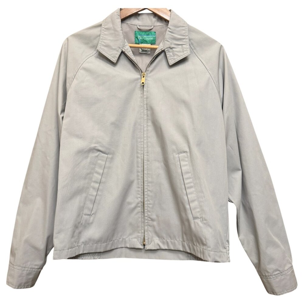 On Course Golf Jacket Full Zip Khaki Windbreaker Men's Size M